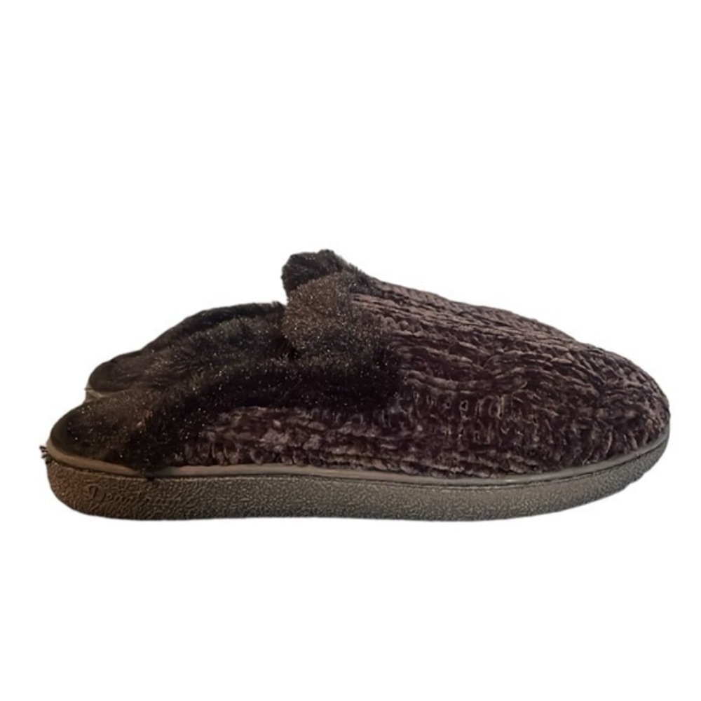 Women's Dearfoams Cable-Knit Scuff Slippers, indoor/outdoor, black, size 6